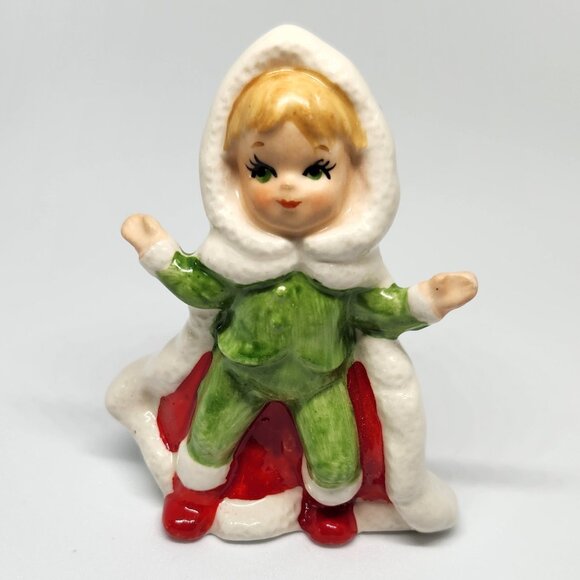 Lefton Pixie Vintage Christmas Figurine Holiday Decor - Picture 1 of 5